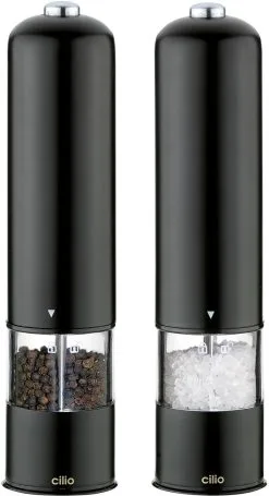 Cilio Pfeffer- & Salzmühle BERGAMO Elektrisch, Schwarz Im Set