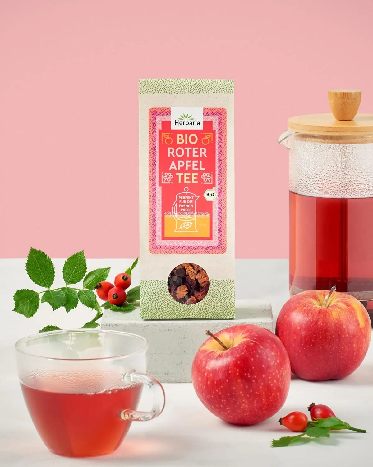 Herbaria Teemischung Roter Apfel 60g Bio, Lose – Bild 2